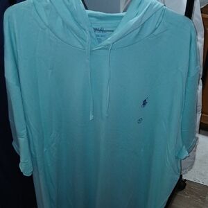Polo by Ralph Lauren Men's Aqua Hoodie Shirt
